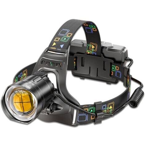 Lampe frontale, lampe torche LED ultra-lumineuse haute puissance, phare LED super lumineux avec LED XHP90, étanche, indicateur de charge, idéale pour l'exploration et la pêche.
