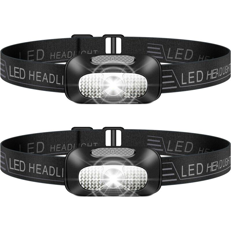 Lampe Frontale led, 2 Pièces Léger Torche Frontale Rechargeable usb, Torches Frontales Étanche Puissante pour Camping, Escalade, Chasse, Pêche,