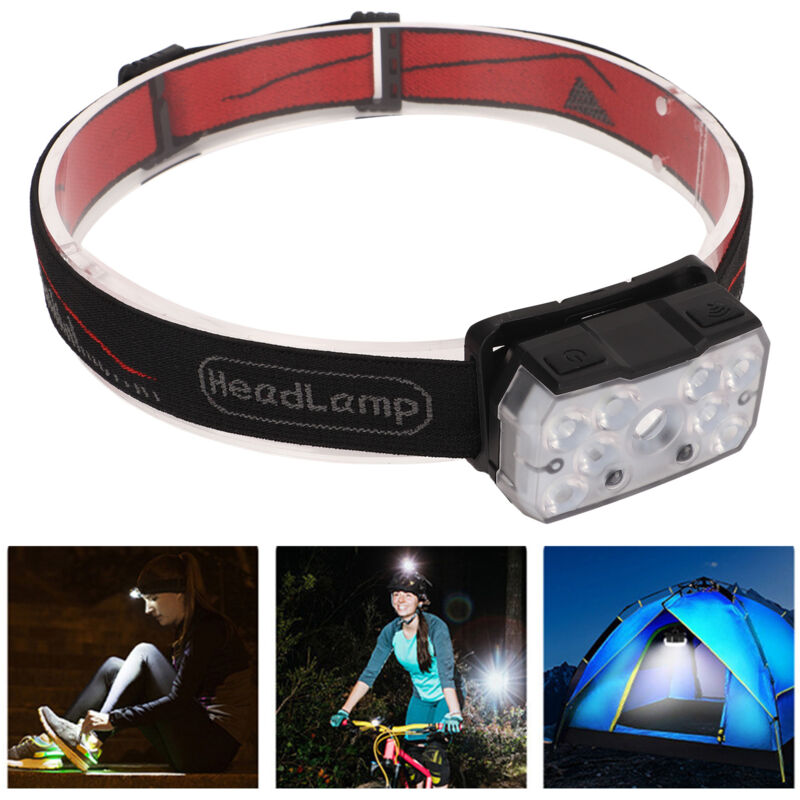Lampe frontale led à focale fixe avec capteur super lumineux IPX4 étanche et rechargeable avec lumière rouge et blanche pour l'extérieur,DUBUNS