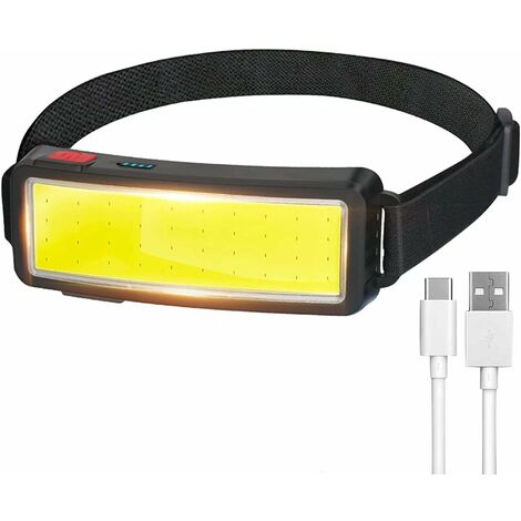 Lumineux USB COB LED Bandeau Élastique Lampe Frontale Projecteur Rechargeable 