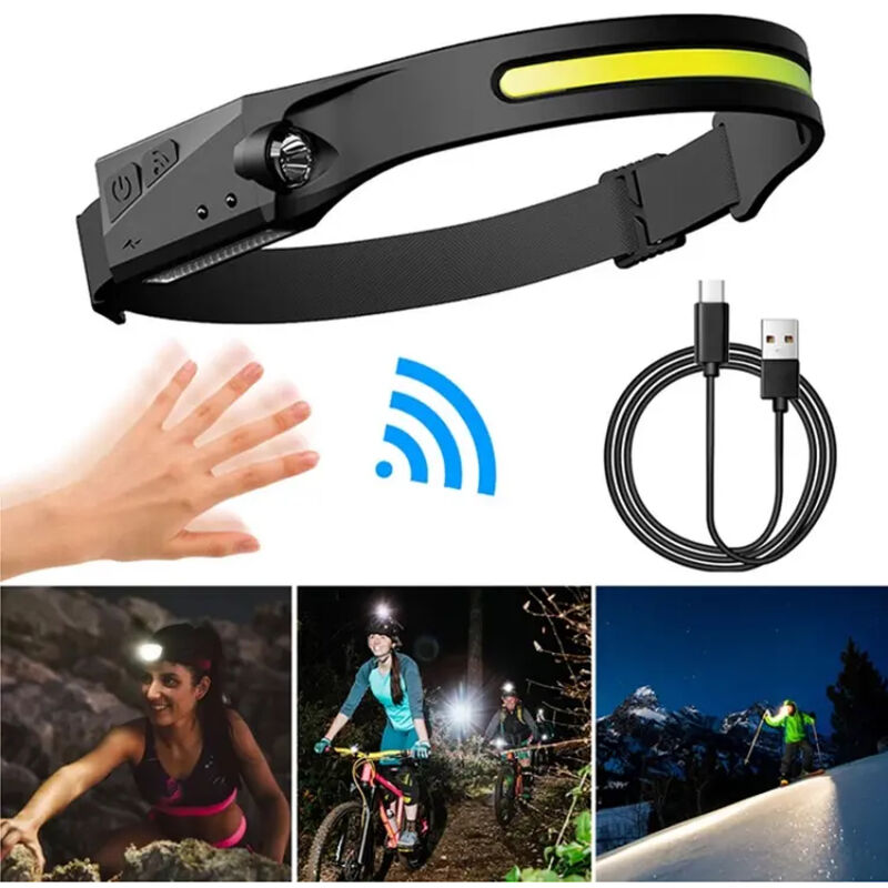Lampe frontale LED avec détecteur de mouvement IPX4 USB-C 1200 mAh noir