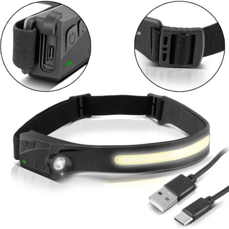 Lampe frontale LED de camping avec capteur en silicone, LED COB haute luminosité
