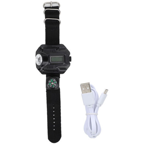 Lampe Frontale LED Étanche avec Montre Électronique et Écran - Portable pour Randonnée Noire