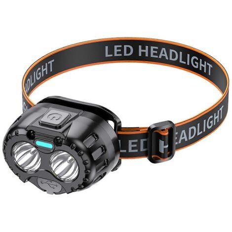 Lampe frontale LED extérieure avec détecteur de mouvement, compatible camping et pêche, avec port USB