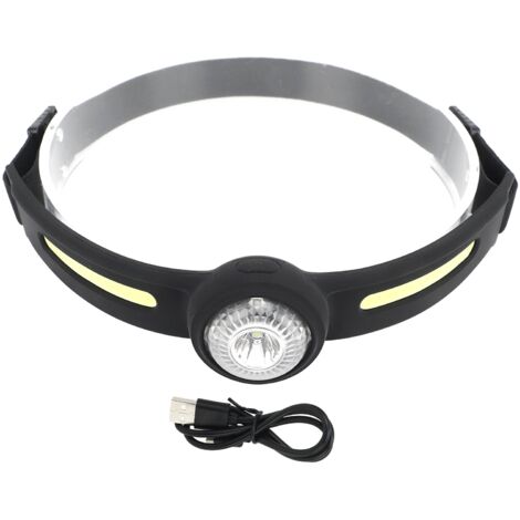 Lampe frontale LED extérieure rechargeable par USB, projecteur COB à 270°, étanche IPX4, avec lumière rouge pour la nuit