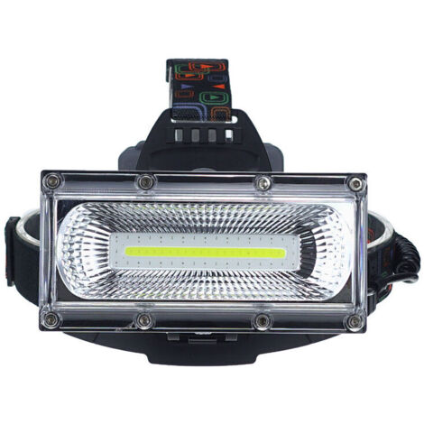 Lampe frontale, LED lampe frontale rechargeable COB haute luminosité, lampe de travail étanche pour le camping, la pêche, la randonnée, le grand récipient de batterie [Classe énergétique A+++]