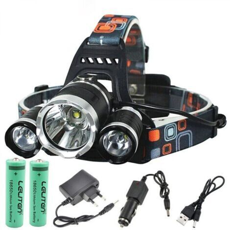 Lampe frontale LED, lampe frontale rechargeable, zoom, lampe frontale de pêche, lampe frontale de chasse, lampe frontale de camping