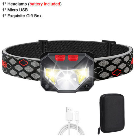 Lampe frontale LED, pack de 2, lampe frontale super lumineuse avec détecteur de mouvement, 1500 lumens, lampes frontales 10 modes, 1200 mAh rechargeable par USB, lampe de poche étanche, camping, rando