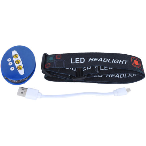 Lampe Frontale LED pour Casquette, Rechargeable USB, Lumière Détectable pour Pêche - Bleu