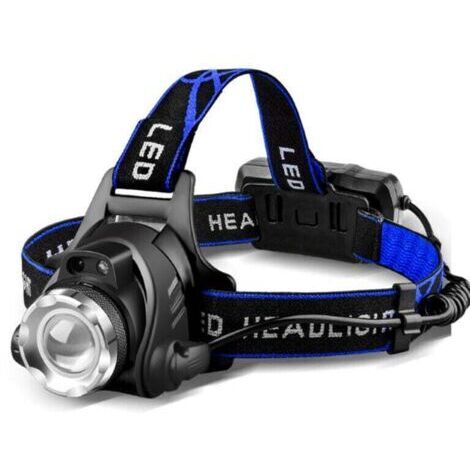 Lampe Frontale LED Puissante Rechargeable Torche Frontale Lampe Phare Orientable 3 Modes LED Frontale avec Câble USB et 2 Piles 18650 pour Peche Vélo