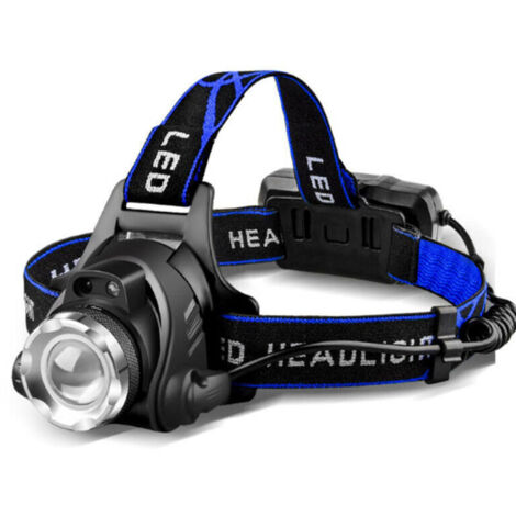 Lampe Frontale LED Puissante Rechargeable Torche Frontale Lampe Phare Orientable 3 Modes LED Frontale avec Câble USB et 2 Piles 18650 pour Peche Vélo Randonnée Course Camping,lumière blanche