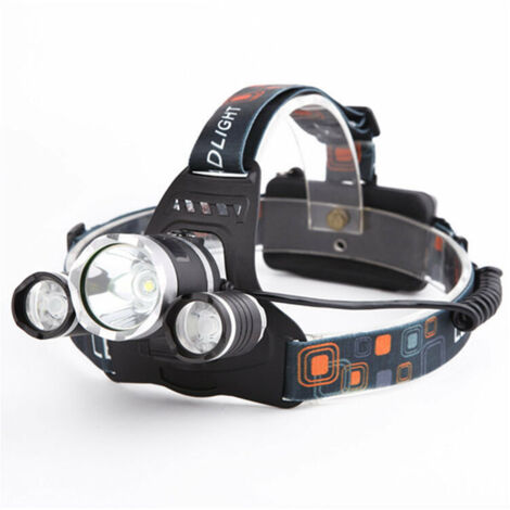 Lampe Frontale LED Rechargeable 3000 Lumen Lampe Frontale Puissante, 4 Modes d’Eclairage, Etanche IPX4 Lampe Torche Frontale pour Pêche Camping Randonnée Chasse au Cyclisme Course à Pied -