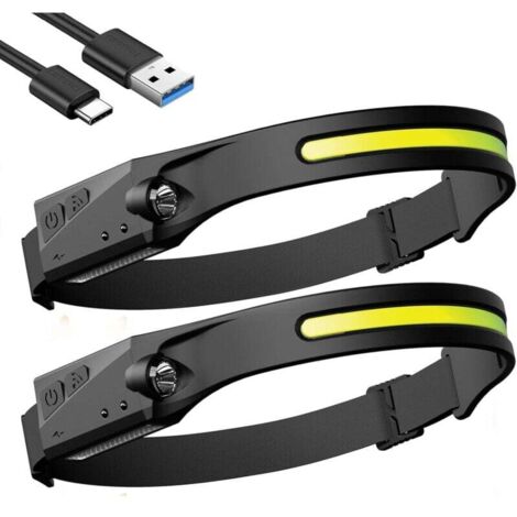 Lampe frontale LED rechargeable 600 lumens – Autonomie 3 à 8 heures – IPX4 étanche – 5 modes d'éclairage – Détection de mouvement