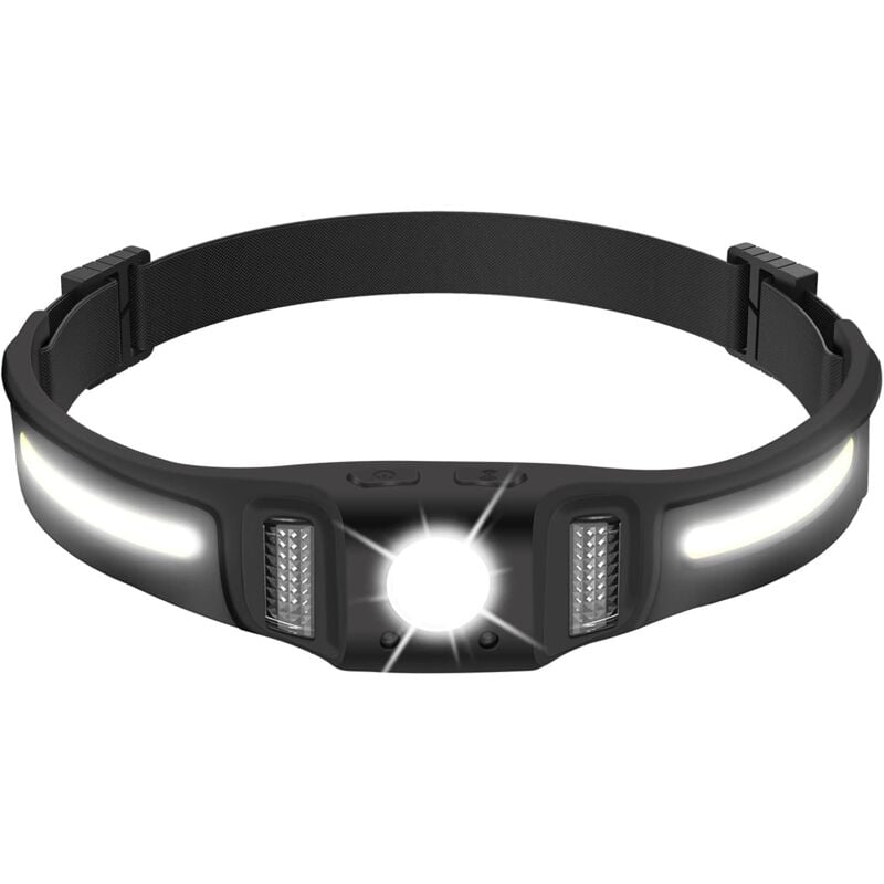 Start - Lampe Frontale led Rechargeable 650LM avec Lumière Rouge, Capteur de Mouvement - 10 Modes d'éclairage Lampes Frontales cob Ultra Puissante à