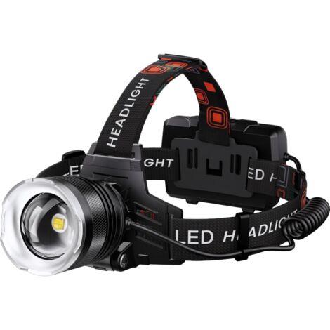 Lampe frontale LED rechargeable, 8 modes d'éclairage, batterie haute capacité et résistance à l'eau IPX7