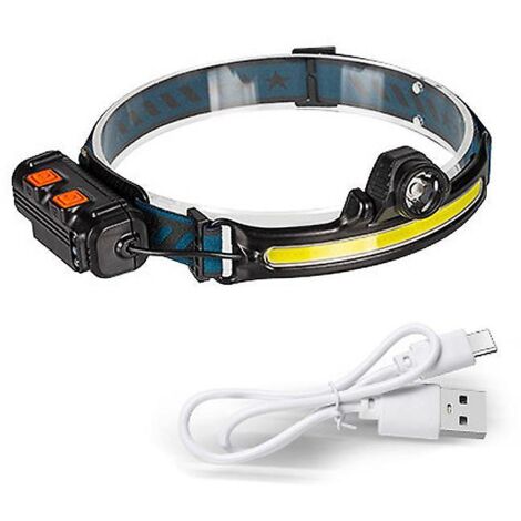 Lampe frontale LED rechargeable avec fonction zoom, modes de détection et conception étanche pour la pêche nocturne, le camping, le cyclisme et la course à pied