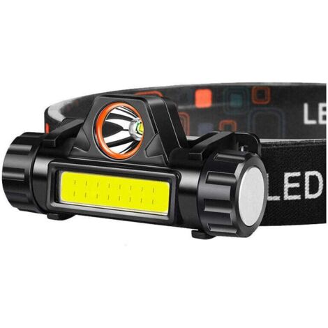 Lampe Frontale LED Rechargeable COB Frontale Lampe,   Imperméable Torche Frontale pour Cyclisme, Pêche, Course, Camping [Classe énergétique A++]