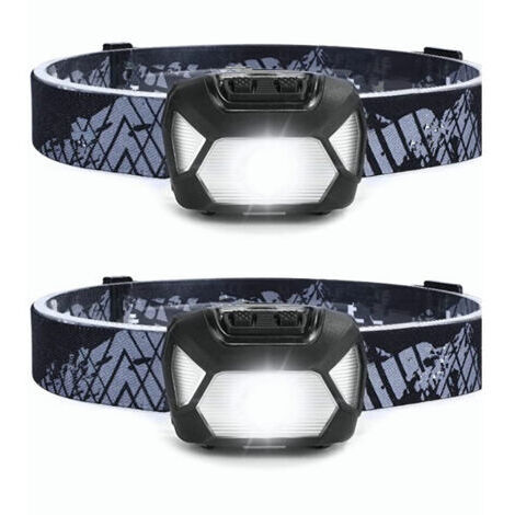 Lampe frontale LED rechargeable haute performance, D5000, lampe frontale LED ultra-lumineuse, 2000 lux, lumière blanche et rouge, 6 modes d'éclairage, IPX4, pour la course à pied, la pêche, le vélo, l