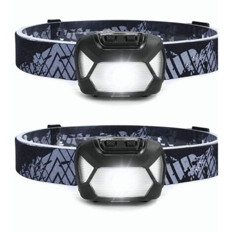 Lampe frontale LED rechargeable haute performance, D5000 Lampe frontale LED ultra-lumineuse 2000 Lux Lumière blanche et rouge 6 modes d'éclairage IPX4 pour la course, la pêche, le cyclisme, le camping