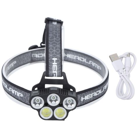 Lampe frontale LED rechargeable haute puissance pour randonnée, pêche, ski et camping