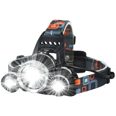 Lampe Frontale LED Rechargeable, Lampe Torche Puissante 4 Modes 3 LED CREE XML-T6 Lampe Torche Frontale Zoomable et Étanche avec Câble USB et 2 Batteries Le Camping Pêche Chasse