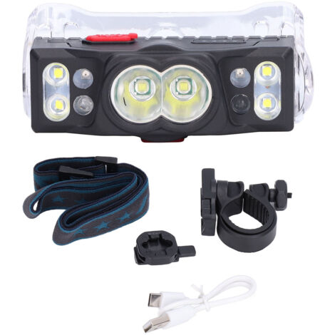 Lampe frontale LED rechargeable mini, détection intelligente, étanche, avec affichage de puissance et aimant, chargement USB.