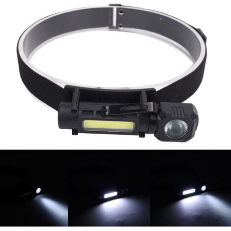 Lampe frontale LED rechargeable par USB 300LM avec 4 modes lampe frontale étanche IPX4 pour l'extérieur, le camping, la randonnée, la course à pied et la survie,DUBUNS