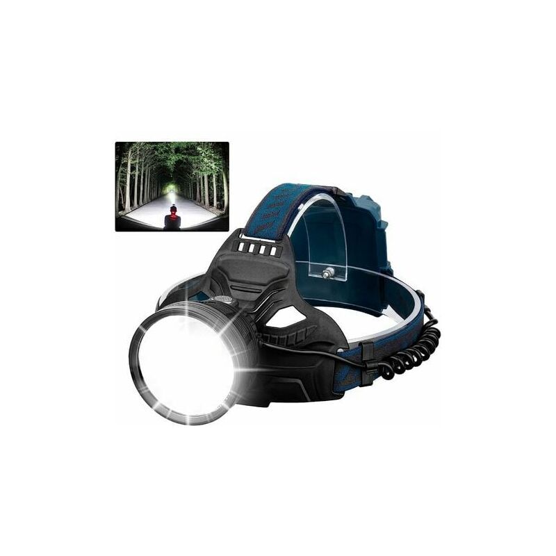 Lampe Frontale LED Rechargeable pour Adultes, 90 000 Lumens Super Lumineux 90° Réglable 4 Modes IPX5 Lampe Frontale Rechargeable USB étanche pour