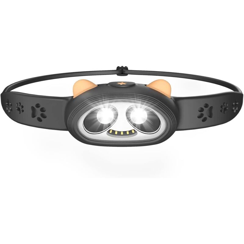 Lampe frontale LED rechargeable pour adultes et enfants, motif panda, 800 mAh, 6 modes, ultra lumineuse, idéale pour le camping, la promenade du