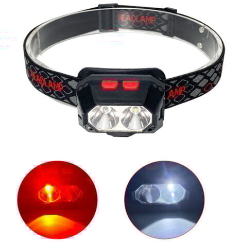 DOLASO Lampe Frontale LED Rechargeable Puissante, Torche Frontale LED USB 1000lux Lumière Blanche et Rouge 6 Modes d'Éclairage IPX4 pour Cyclisme, Camping, Randonnée, Bricolage,Durable 6-8 Heures