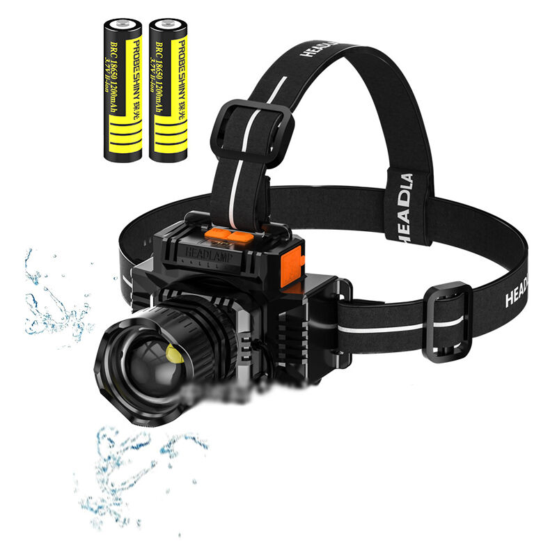 Sjqka - Lampe Frontale led Rechargeable, Puissante Zoomable 3 Modes Étanche Torche Frontale avec pour Camping Pêche Spéléo Chasse Randonnée