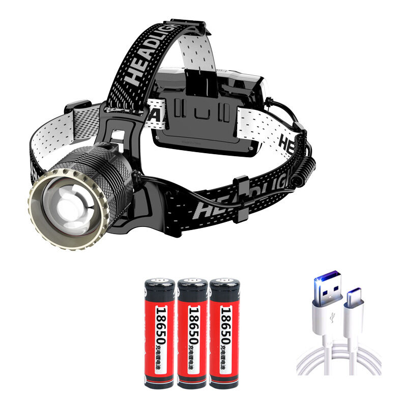 Lampe frontale led rechargeable, super lumineuse 12 000 lumens, 3 modes d'éclairage, avec capteur de gestes, parfait pour la course, le jogging, la