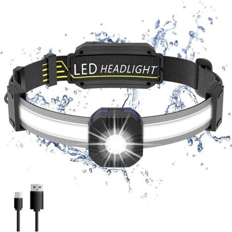 Lampe Frontale LED Rechargeable, Torche Frontale Puissante Étanche with 10 Modes d’Éclairage, 600 Lumens (Type A) [Classe énergétique A+]