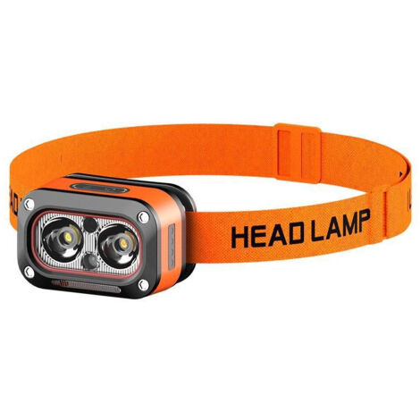 Lampe frontale LED rechargeable ultra puissante de 500 mAh et 5 W, avec éclairage blanc, jaune et rouge, pour casques de chantier, avec détecteur de mouvement, étanche, idéale pour le camping, la rand