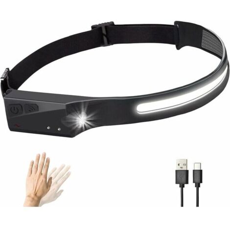 Lampe frontale LED rechargeable UQNAL COB lampe frontale 1200mAh alimentée par batterie Super Bright XPE Headtorch