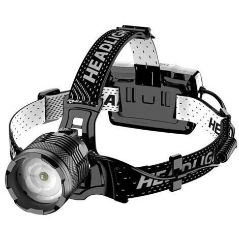 Lampe frontale LED rechargeable USB-C, ultra puissante, 90 000 lumens, 4 modes, avec capteur, batterie 6 000 mAh, zoom, étanchéité IP65, angle réglable à 90 ° pour le camping en plein air