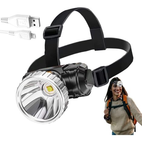 Lampe Frontale LED Rechargeable USB,Projecteur LED Étanche  Équipement d'Extérieur pour Randonnée, Travaux Nocturnes et Chantiers