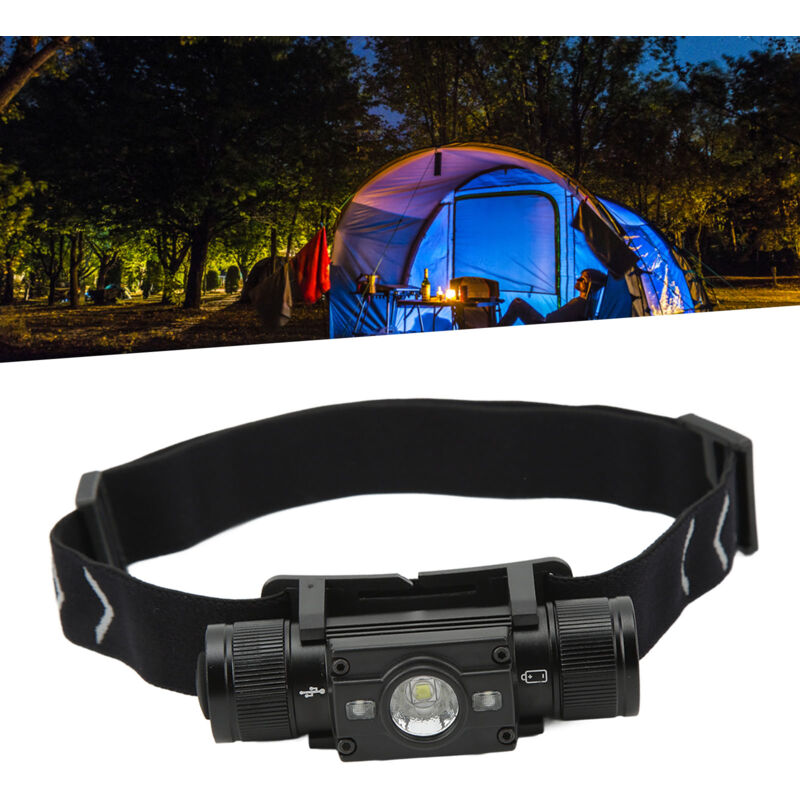 Lampe frontale LED super lumineuse rechargeable par USB IPX6, étanche, lampe frontale LED pour camping en plein air, pêche, lumière blanche et