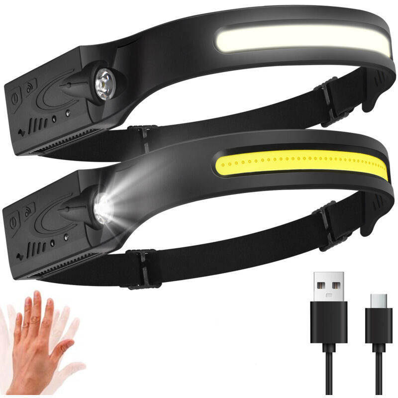 Lampe Frontale LED Ultra Puissante, Lampe Frontale Rechargeable USB C avec 5 Modes d’Éclairage, Détecteur de Mouvement, IPX4 Étanche Légère Super Lampe Frontale LED Ultra Puissante, Lampe Frontale Rechargeable USB C avec 5 Modes d’Éclairage, Détecteur de Mouvement, IPX4 Étanche Légère Super