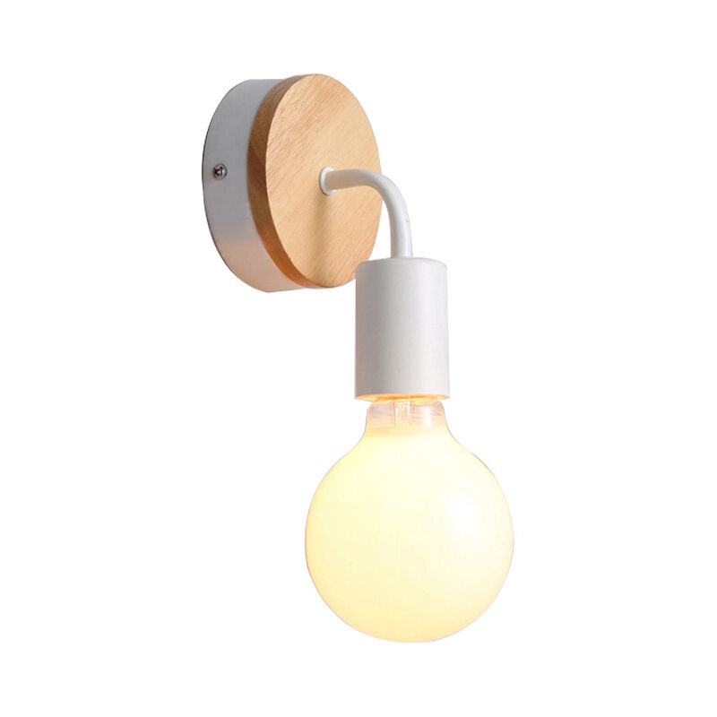 Lampe frontale miroir de salle de bain, lampe murale pivotante Iron bend, 1 lampe en bois blanc, blanc