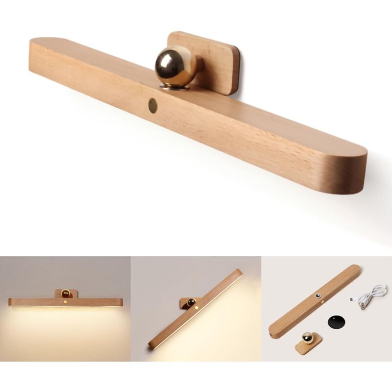 Lampe frontale miroir de salle de bain, LED home, bois complément lumineux 30 cm,4000K