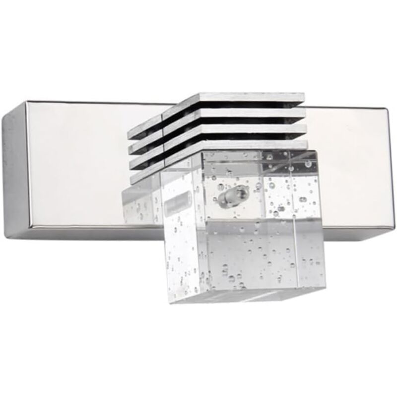 Lampe frontale miroir en acier inoxydable pour salle de bain, 1 tête LED cristal miroir frontal, 3W, 16cm