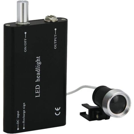 Lampe frontale portable pour loupe binoculaire médicale chirurgicale dentaire Noir