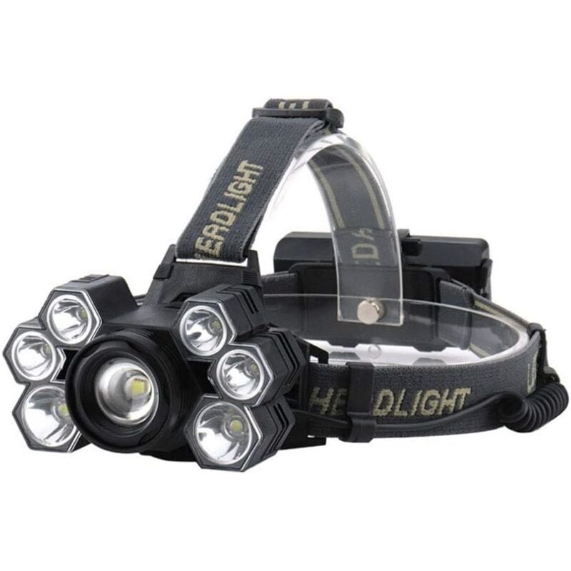 Tonchean - Lampe frontale puissante rechargeable par usb, lampe frontale à 7 led, lampe torche frontale, lampe torche, lanterne étanche