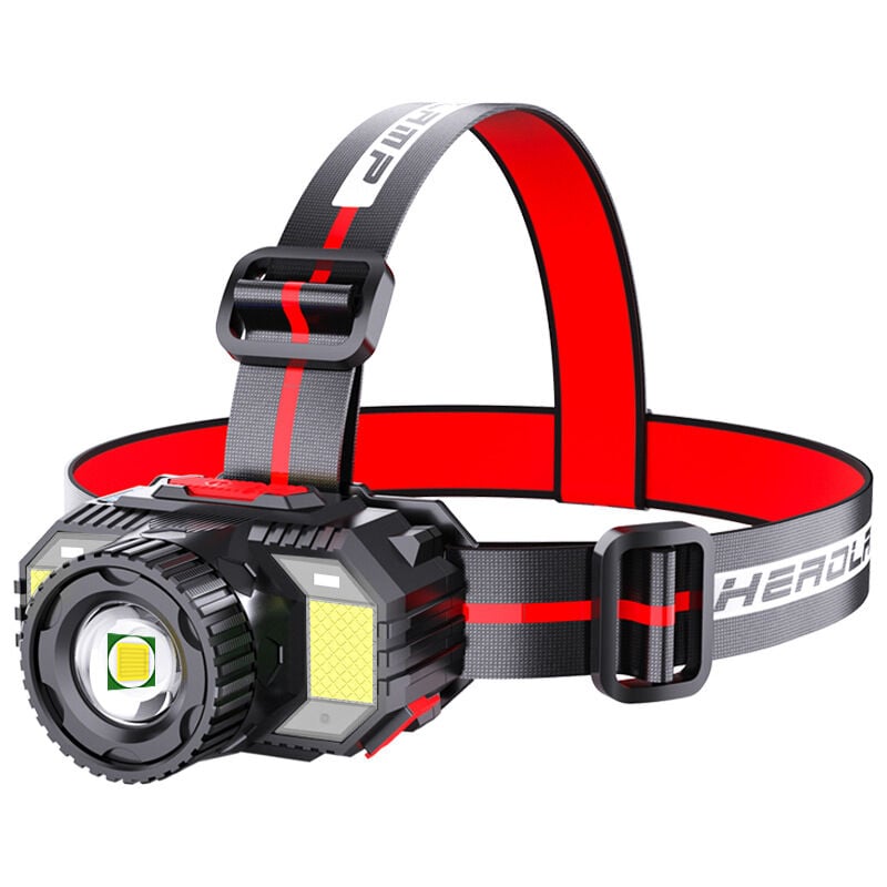 Sjqka - Lampe frontale rechargeable, 1000 lumens élevés avec zoom, 4 modes pour la course en plein air, la chasse, la randonnée, le camping