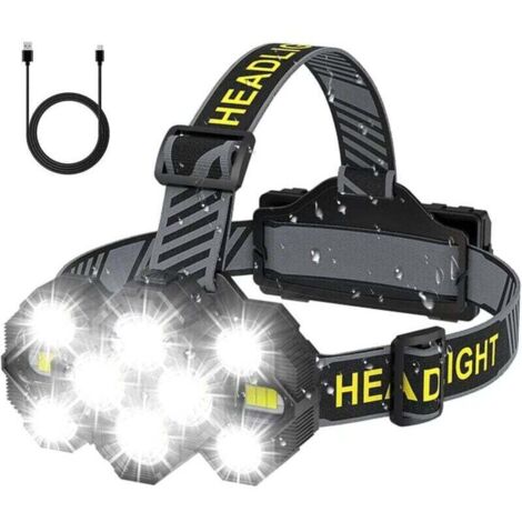 Lampe Frontale Rechargeable - 2022 Améliorée 22000 Lumen 10 LED 10 Modes Super Brillante Lumineux Lampe Frontale Mains Libres Lampe de Poche pour Camping Pêche Cyclisme Randonnée Étanche