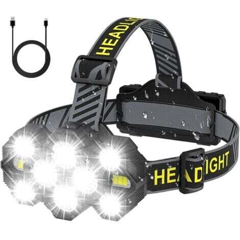 Lampe Frontale Rechargeable - 2022 Améliorée 22000 Lumen 10 LED 10 Modes Super Brillante Lumineux Lampe Frontale Mains Libres Lampe de Poche pour Camping Pêche Cyclisme Randonnée Étanche-