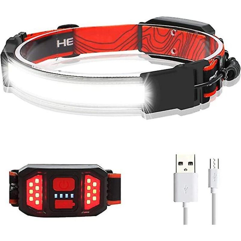 Fei Yu - Lampe frontale rechargeable 230 ° à faisceau large pour la randonnée, la course à pied, la pêche et le camping