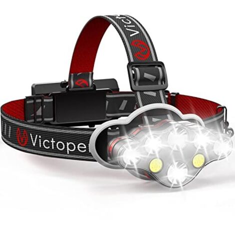 Lampe Frontale Rechargeable - 8 Led - 300 Lumen - Etanche Ip5 - Usb Type-C - Pour Camping Randonnee Pêche Travail - 1 Piece