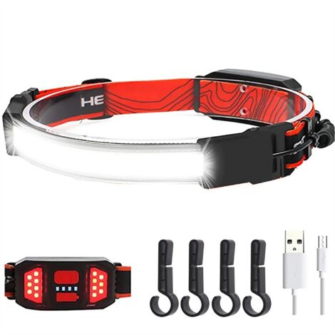 Lampe frontale rechargeable à éclairage 230°, grand angle, 1000 lumens, 3 modes, lampe frontale LED super lumineuse